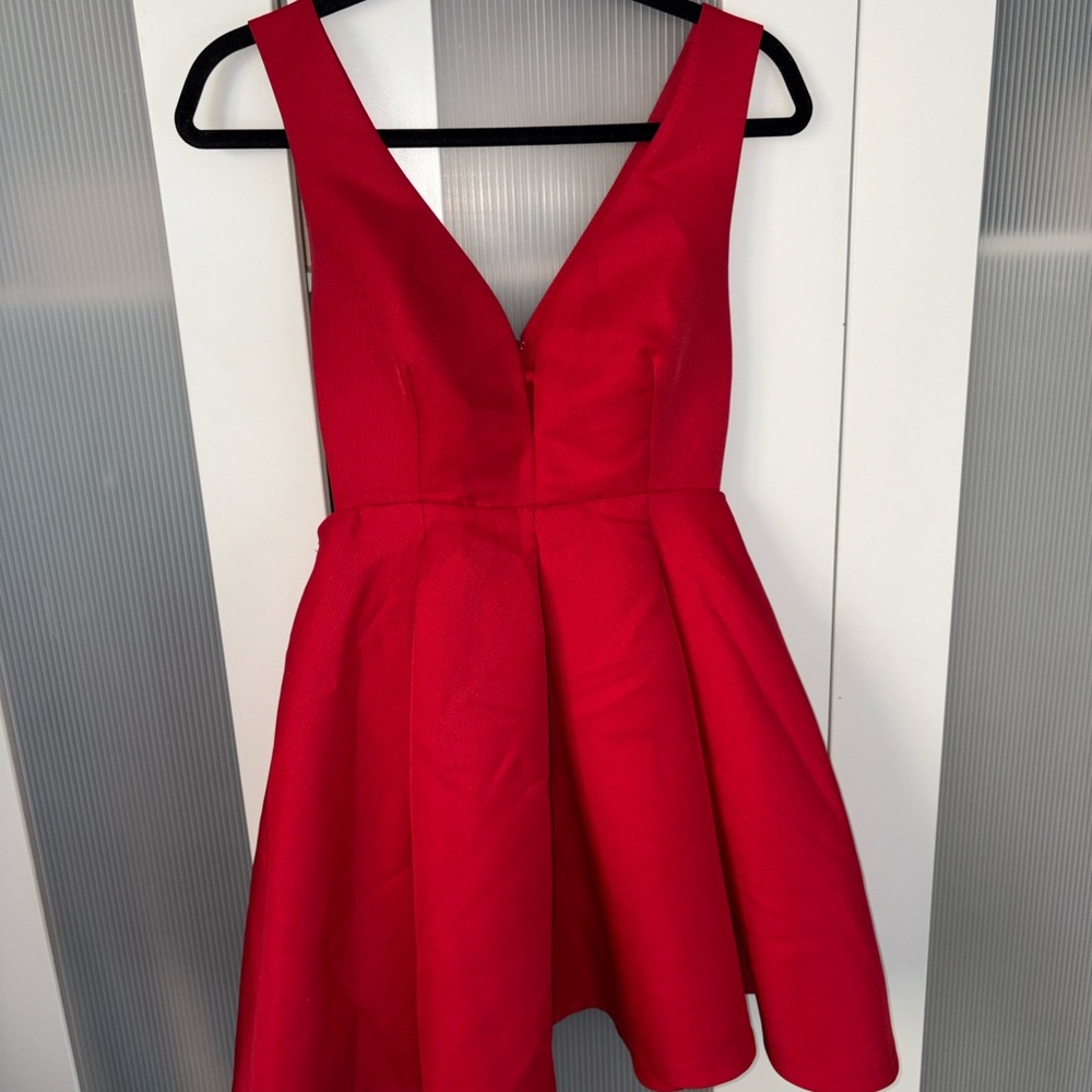 Red Pleated Mini Dress